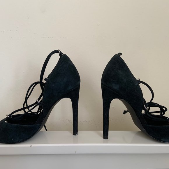 Steve Madden Black Suede Tie-Up Heels - Picture 5 of 5